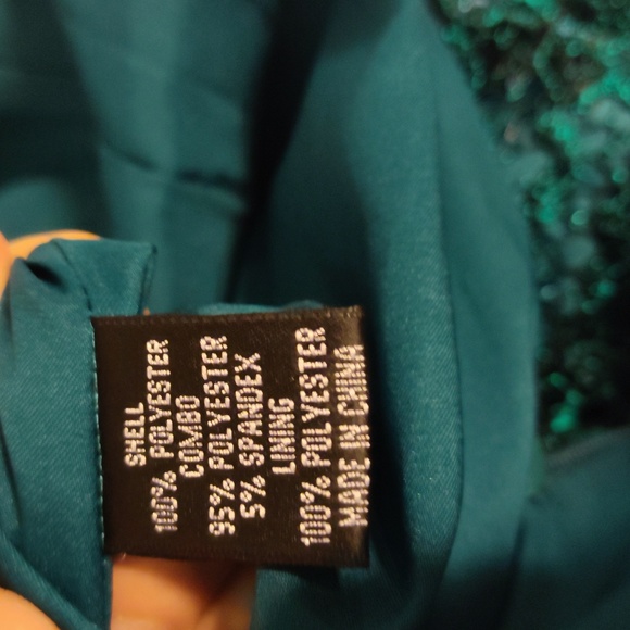 Lauren Ralph Lauren Evening 1-Shoulder Lace Glitter Dress Size 8 Green - Picture 7 of 8